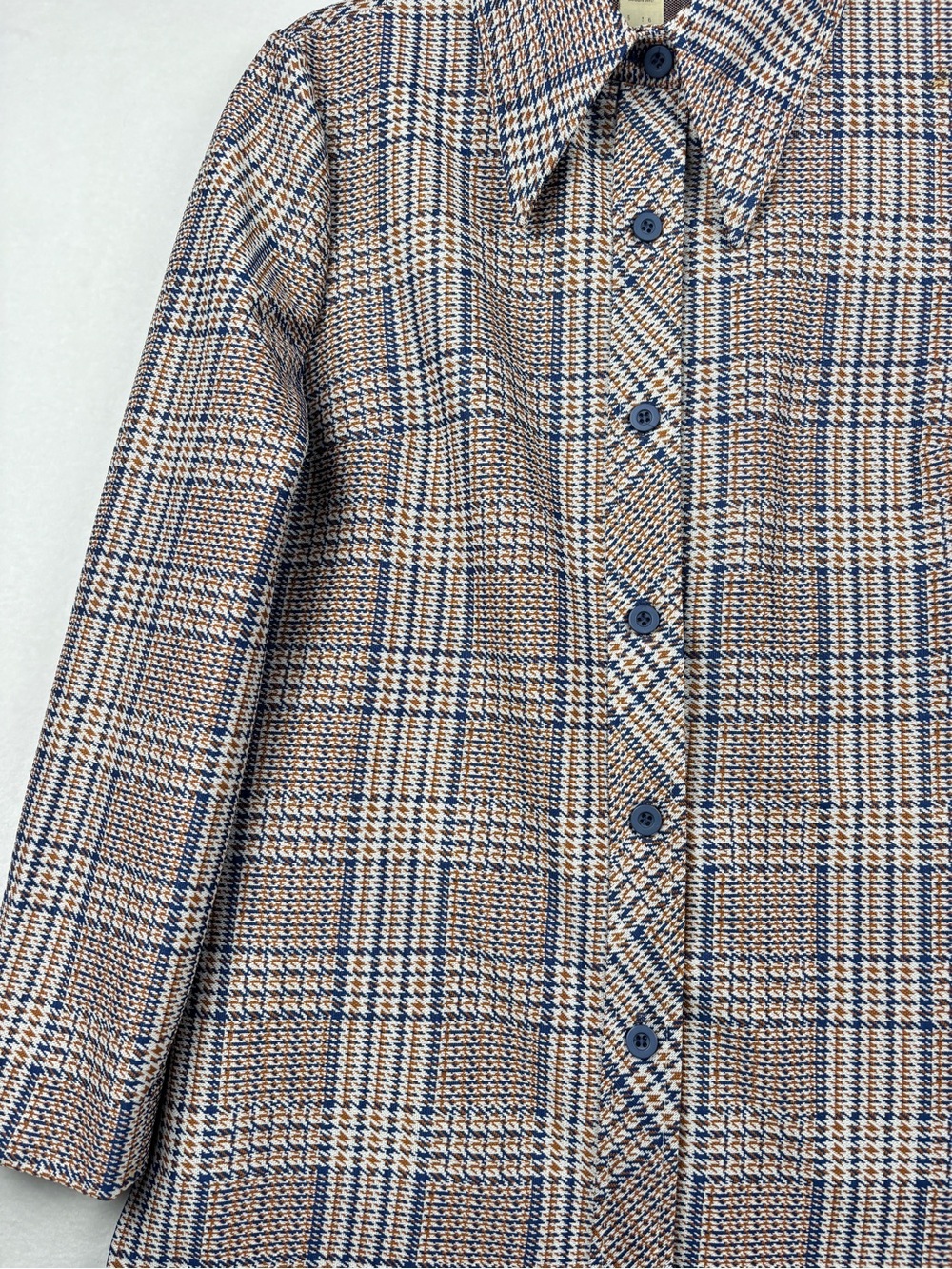 Vintage 60s 70s Point Collar Glen Plaid Button-Down Shirt